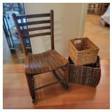 Wooden Rocker Chair with Two Baskets Wooden Rocker Chair with Two Baskets