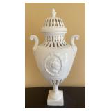 White Porcelain Lidded Vase Urn White Porcelain Lidded Vase Urn
