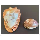 Italian Hand Carved Conch Shell Cameo & A Carved Italian Hand Carved Conch Shell Cameo & A Carved
