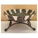 Mosaic Style Bowl With Metal Base Mosaic Style Bowl With Metal Base