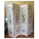 Hand Painted 4 Panel Room Divider-71"T & Each Hand Painted 4 Panel Room Divider-71"T & Each