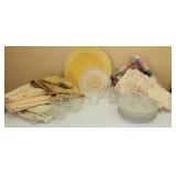 Federal Glass Daisy & Cane Plates with Linens Federal Glass Daisy & Cane Plates with Linens