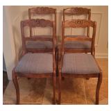 4 Pressed Carved Rose Back Chairs 4 Pressed Carved Rose Back Chairs