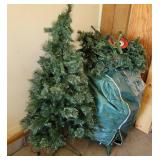 Two Artificial Green Christmas Trees Two Artificial Green Christmas Trees