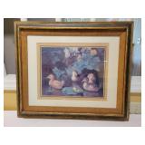 Framed Print of Ducklings With Flowers Framed Print of Ducklings With Flowers