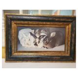 Painting of Bunnies on Canvas, Signed Painting of Bunnies on Canvas, Signed