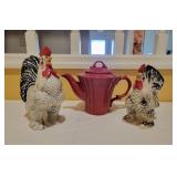 Rooster and Hen Figures with Teapot Rooster and Hen Figures with Teapot