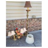 Brass Floor Lamp and Chandelier Set Brass Floor Lamp and Chandelier Set