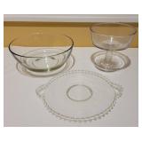 Three Glass Serving Pieces Three Glass Serving Pieces