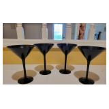 Four Midnight Black Martini Glasses Four Midnight Black Martini Glasses