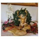 Holiday Decor Lot with Gold Deer Accents Holiday Decor Lot with Gold Deer Accents