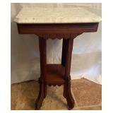 Victorian Style Marble Top Side Table on Casters Victorian Style Marble Top Side Table on Casters