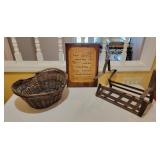 Basket, Metal Star, and Wooden Plaque Set Basket, Metal Star, and Wooden Plaque Set