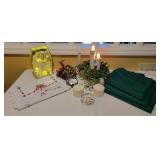 Holiday Decor Lot Including Linens and Accents Holiday Decor Lot Including Linens and Accents