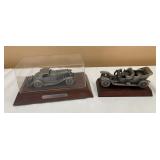 2 Pewter Franklin Mint Sport Car Sculptures 2 Pewter Franklin Mint Sport Car Sculptures