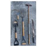 Shovel, Pitchfork, Yard Edger, Machete, & Shovel, Pitchfork, Yard Edger, Machete, &