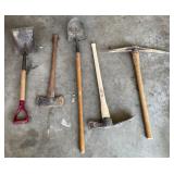Gardening and Outdoor Tools: 2 Shovels, Axe, & Gardening and Outdoor Tools: 2 Shovels, Axe, &