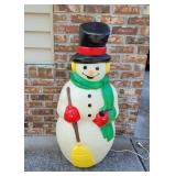 Blow Mold Snowman with Scarf and Broom Blow Mold Snowman with Scarf and Broom