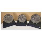 3 Pewter Collector Plates from, Cont., 3 Pewter Collector Plates from, Cont.,