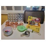Kitchen Bakeware Lot with Jadite Juicer Kitchen Bakeware Lot with Jadite Juicer