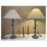 Pair of Metal Leaf Table Lamps-Both Work Pair of Metal Leaf Table Lamps-Both Work
