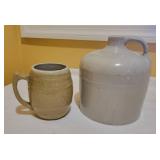 Stoneware Crock Jug and Pottery Mug Stoneware Crock Jug and Pottery Mug