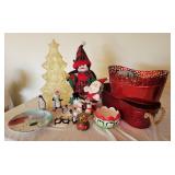Holiday Decor Lot With Penguins and Metal Containe Holiday Decor Lot With Penguins and Metal Containe