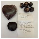 Marble Heart Stone, Heart Shaped Bean "Lucky Bean" Marble Heart Stone, Heart Shaped Bean "Lucky Bean"