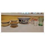 Wat Pottery Bowls and Coca-Cola Glasses Set Wat Pottery Bowls and Coca-Cola Glasses Set
