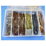 Box of Plastic Worms, Weights, Hooks