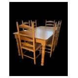 Vtg Oak Dining Table & Chairs Vtg Oak Dining Table & Chairs