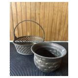 Vtg Metal Baskets and Hanging Planter Vtg Metal Baskets and Hanging Planter