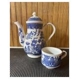 Blue Willow Teapot & Cup9.5" tall Blue Willow Teapot & Cup9.5" tall