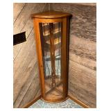 Vtg Oak Corner Display Cabinet14x14x55 Vtg Oak Corner Display Cabinet14x14x55