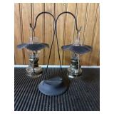 Vtg Metal Dual Mini Oil Lamps7×7" Vtg Metal Dual Mini Oil Lamps7×7"