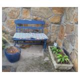 Blue Bench with Planters Set Blue Bench with Planters Set