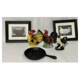 3 Chicken Figurines, Cookie Size Cast Iron, Cont., 3 Chicken Figurines, Cookie Size Cast Iron, Cont.,
