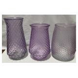2 Purple/Pink Pressed Glass Vases with Diamond 2 Purple/Pink Pressed Glass Vases with Diamond