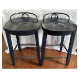 2 Klaussner Blue Bar Stools-Cont., 2 Klaussner Blue Bar Stools-Cont.,