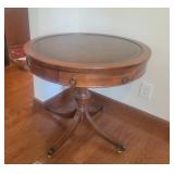 Mersman Mahogany Round Table with Leather Top Mersman Mahogany Round Table with Leather Top