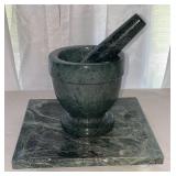 Marble Mortar and Pestle W/Marble Coaster Marble Mortar and Pestle W/Marble Coaster