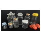 10 Various Clear Glass Canisters-See Photos 10 Various Clear Glass Canisters-See Photos