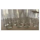 11 Libbey Reno Style Patterned Tumbler Glasses & 11 Libbey Reno Style Patterned Tumbler Glasses &