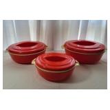 3 Red Stainless Steel Casseroles 3 Red Stainless Steel Casseroles