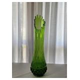 Green Mid-Century Swag Glass Vase Green Mid-Century Swag Glass Vase