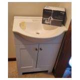 White Vanity with Glacier Bay Faucet White Vanity with Glacier Bay Faucet