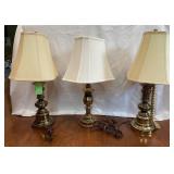 3 Brass Table Lamps-25" Tall, Cont., 3 Brass Table Lamps-25" Tall, Cont.,