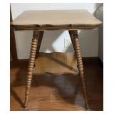 Square Oak 2 Tier Lamp Table with Turned Legs Square Oak 2 Tier Lamp Table with Turned Legs