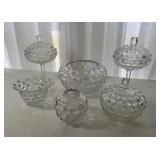 Fostoria Geometric Clear Glass Dish Set Fostoria Geometric Clear Glass Dish Set