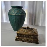 Nora Fenton Vase and Brass Box Nora Fenton Vase and Brass Box